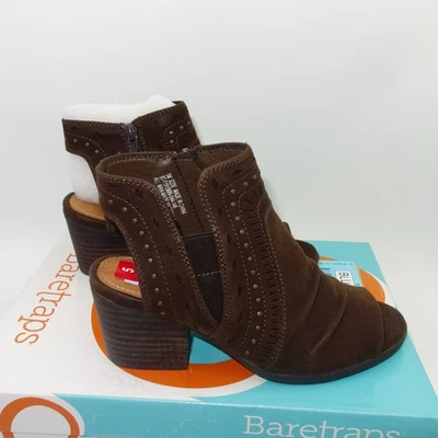 全新 Baretraps Izzie 露趾麂皮绒踝靴 棕色 女式 5 码 — 第 1/4 张图片