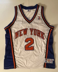 Vintage 90s Larry Johnson New York Knicks NBA Starter Jersey Size 48 Sewn White - Picture 1 of 4