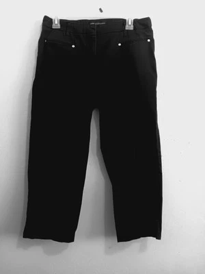 Larry Levine Capris, Women's size 8, Black, Slit Hem, Pockets, Stretch, EUC  - Image 1 of 4