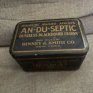 4/5 Full VNTG CRAYOLA CRAYONS Binney & Smith Co New York Crayon Tin AN-DU-SEPTIC - Picture 1 of 7