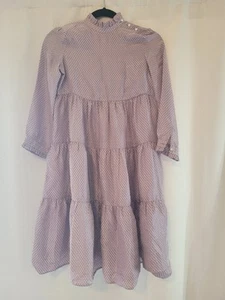 Bonpoint Girls Silk Floral Purple Dress With Long Sleeves Size 10 - Picture 1 of 5