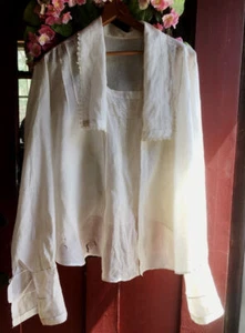 Antique 1880's Cotton Organdy Blouse -Semi-Sheer L - Picture 1 of 4