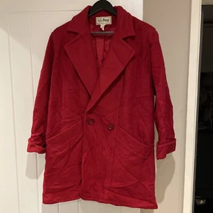 LL Bean Classic Wool Jacket Coat VTG 80s Freeport Maine USA Women's Size 10 Red - Picture 1 of 6