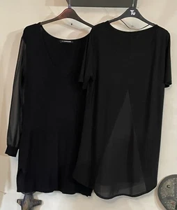 SO FABULOUS SIZE 14 16 KNITTED RIBBED TUNIC DRESS SHEER SLEEVES & FLOATY TUNIC - Picture 1 of 6