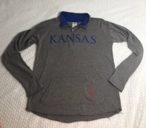 Victoria's Secret women Small Kansas Jayhawks 1/2 Zip Pullover Gray long sleeve - Picture 1 of 8