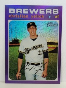 2020 Topps Heritage Christian Yelich SP CHROME PURPLE REFRACTOR #THC-174 MVP 🌠