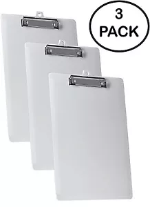 Portapapeles Acrimet tamaño carta clip de perfil bajo (color blanco) (paquete de 3) - Imagen 1 de 6