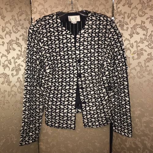 OFF WHITE Giacca blazer Cache vintage nero sporco bianco testurizzato taglia grande L