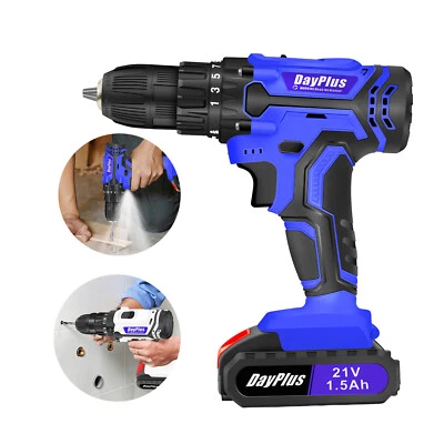 Trapano avvitatore elettrico a batteria 21V 2 marce combinato trapano elettrico utensile set punte - Immagine 1 di 4