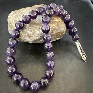 12mm Purple Amethyst Southwestern Sterling Silver Necklace 19” 18619 - Picture 1 of 14