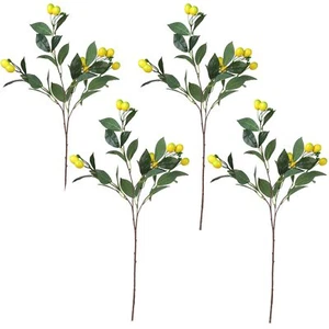 4 Pcs Artificial Lemon Tree Branches 26.4 Inch Yellow Fake Lemon Stems with G... - Picture 1 of 7