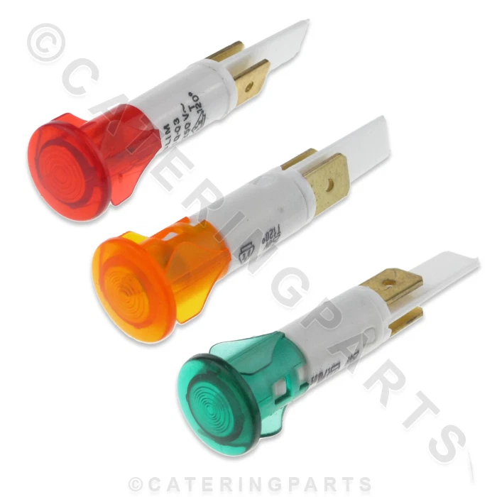 NE15 NE16 NE17 - 10mm HOLE PANEL MOUNT NEON INDICATOR LAMP RED AMBER GREEN 230V