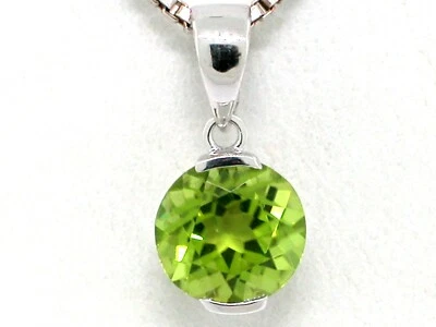 Peridot Anhänger 585 Weißgold 14Kt Gold facettierter natürlicher Peridot  - Bild 1 von 3