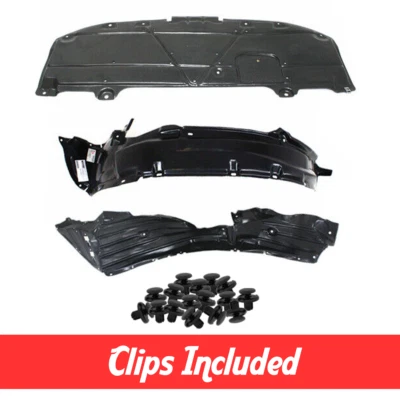 Front Left & Right Fender Liner & Undercover Set w/ Clips For 2014-2018 Mazda 3 - Image 1 of 4