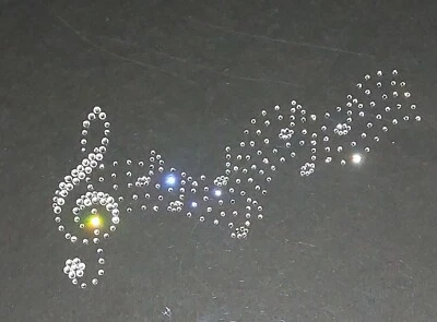 Hotfix Strass Bügelbild Motiv Notenband Glasstrass Applikation zum aufbügeln  - Bild 1 von 4