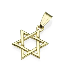14k Yellow Gold Interwoven Jewish Star of David Pendant Israel Judaica Jewelry - Imagen 1 de 9