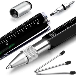 TRIXES Black Multi Tool Pen Gift for Men Christmas Stocking Fillers For Him - Picture 1 of 10