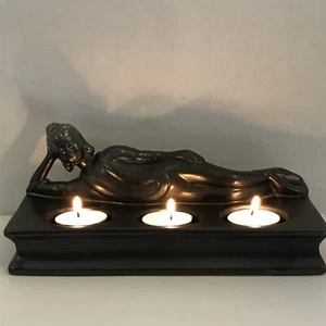 Tabletop Reclining Buddha Tea Candle Holder Home Decor - Picture 1 of 24