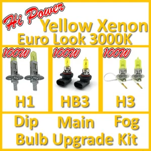 100W Hochleistung 3000K Gelb Xenon Scheinwerfer Leuchtmittel Haupt Dip H1 HB3 H3 - Bild 1 von 1