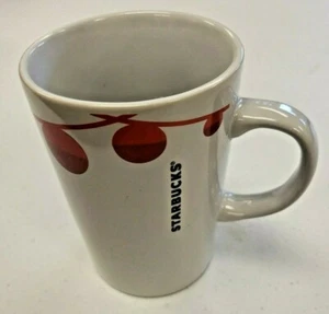 2012 Starbucks Christmas Holiday Coffee Mug White with Red Round Ornaments. - Picture 1 of 5