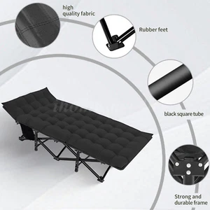 Camping Cot for Adults Heavy-Duty Comfortable Military Army Mattress Cot & Bag - Picture 1 of 12