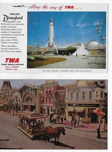 Lot of 2 Vintage Disneyland Disney Postcards Never Used Main Street Rocket Moon - Picture 1 of 2