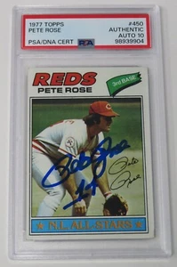 Pete Rose REDS Signed Autograph 1977 Topps Card # 450 PSA 10 Auto - Picture 1 of 6