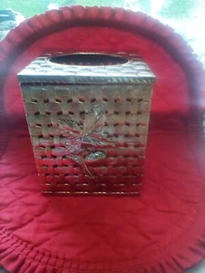 Vintage Messing filigran Metall Taschentuch Box Halter Quadrat Hollywood Regency - Bild 1 von 5