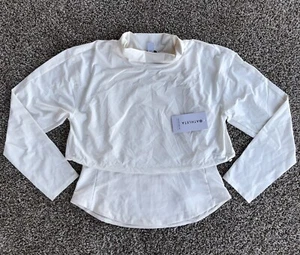 Athleta Whistler Hybrid Top Womens L White Layered Fleece Lined Performance $129 - Picture 1 of 12