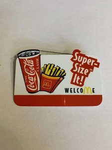 McDonald's Pin Back Button Welcome Super Size It Coca Cola Don-14 - Picture 1 of 2