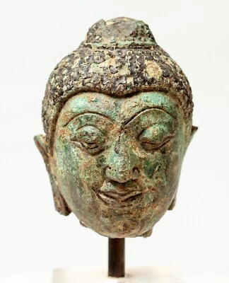 Подлинная бронзовая голова Будды 14-15 века Чианг Саен Таиланд сертификат - Изображение 1 из 4