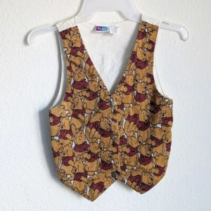 Vintage Disney Winnie The Pooh Tapestry Kids Vest Heart Buttons Sz 7/8 - Picture 1 of 8