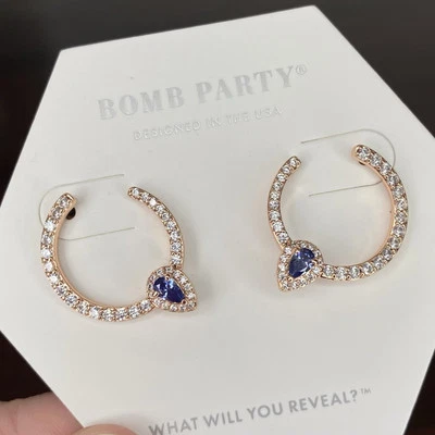 Pendientes Bomb Party - 6425 - Circonita cúbica púrpura simulada - Chapados en oro rosa Foto 1 de 3