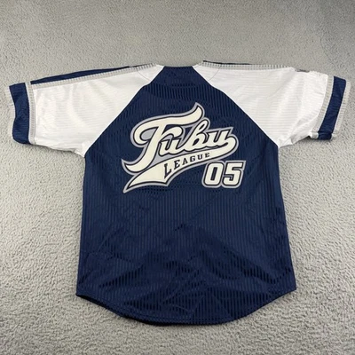 Camiseta de béisbol vintage Fubu para niños mediana 12/14 Y2K azul blanco Foto 1 de 4