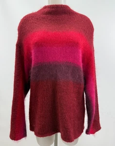 rag & bone Mohair Silk High Neck  Pink Red Color block Sweater SZ S - Picture 1 of 3