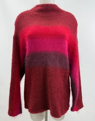 rag & bone Mohair Silk High Neck  Pink Red Color block Sweater SZ S - Image 1 of 3