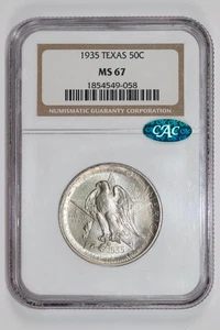 1935 TEXAS COMMEMORATIVE HALF DOLLAR NGC MS67 CAC VERY PQ! - Picture 1 of 2