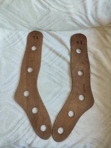 Vintage Wooden Long Stocking Airers Foot Sock Stretchers Wool Sock Forms 9.5" - Picture 1 of 10