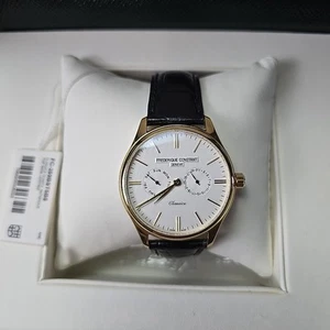 Frederique Constant Classics Gold Dial Black Leather Quartz Watch FC-259BST5B6 - Picture 1 of 21