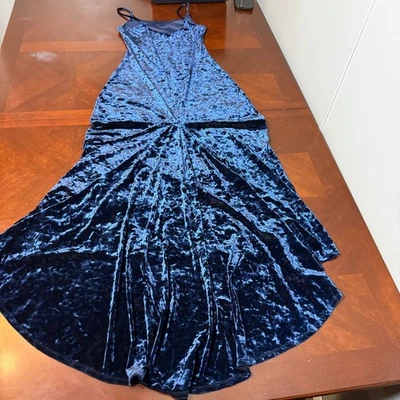 复古 Victoria’s Secret-90 年代 Y2K 天鹅绒长裙蓝色 M 美国制造 — 第 1/4 张图片
