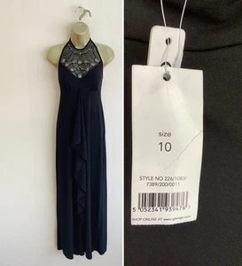 New George Black Sleeveless Long Embellished Evening Dress Size 10 BNWTS - Picture 1 of 11