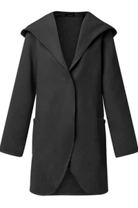 Women's 100% Polyester Black Hooded Jacket Size S - Picture 1 of 7