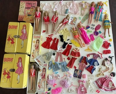 Vintage Mattel “SKIPPER” Doll Mixed Lot W/ Original Clothing, Accessories, Cases - Image 1 of 4