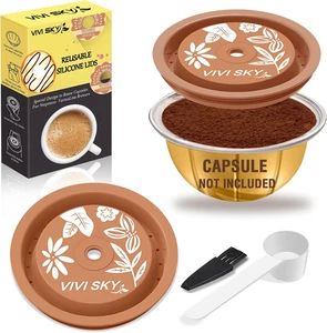 Wiederverwendbare Kaffeekapsel Deckel für Nespresso Vertuoline - 3 Stück Silikonkappen - Bild 1 von 11