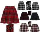 NEW WOMENS RED LADIES CHECK TARTAN SKATER MINI SKIRT ELASTICATED WAIST SIZE 8-20