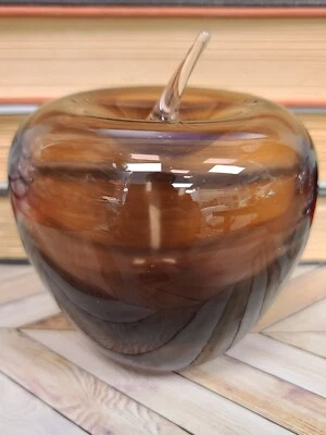 Vintage BLENKO Art Blown Glass Light Purple Apple Paperweight - Image 1 of 3