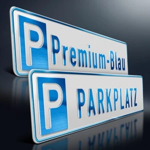 Parkplatzschild Premium | BLAU auf WEISS | Wunschtext | Aluminium Kennzeichen - Bild 1 von 9