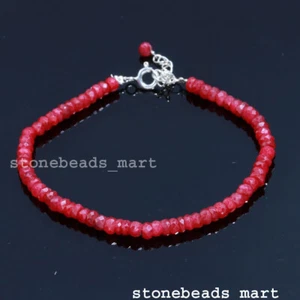 Natural Corundum Ruby Faceted Indian Cut Beads Jewellery Bracelet /Ankelt - Picture 1 of 10
