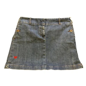J. Crew Skirt Womens 10 Denim Mini Embroidered Heart Y2K Academia Grunge - Picture 1 of 11
