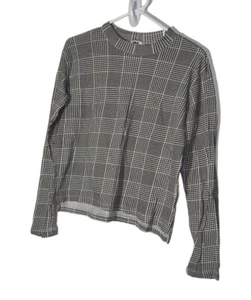 LNA Made In California Longsleeve Crop Tee Gr. XS grau weiß kariert - Bild 1 von 5